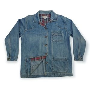 Vintage Cabin Creek Denim Shacket Flannel Details L